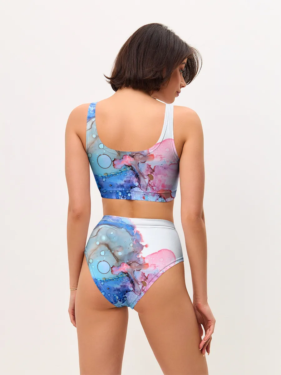 Женские топ и трусы / Акварельные разводы
