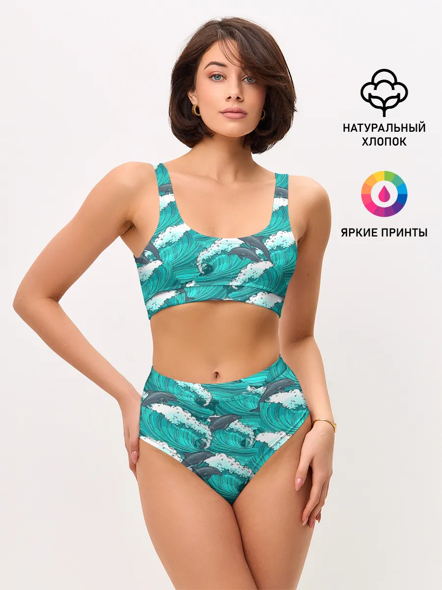 Женские топ и трусы / Дельфины