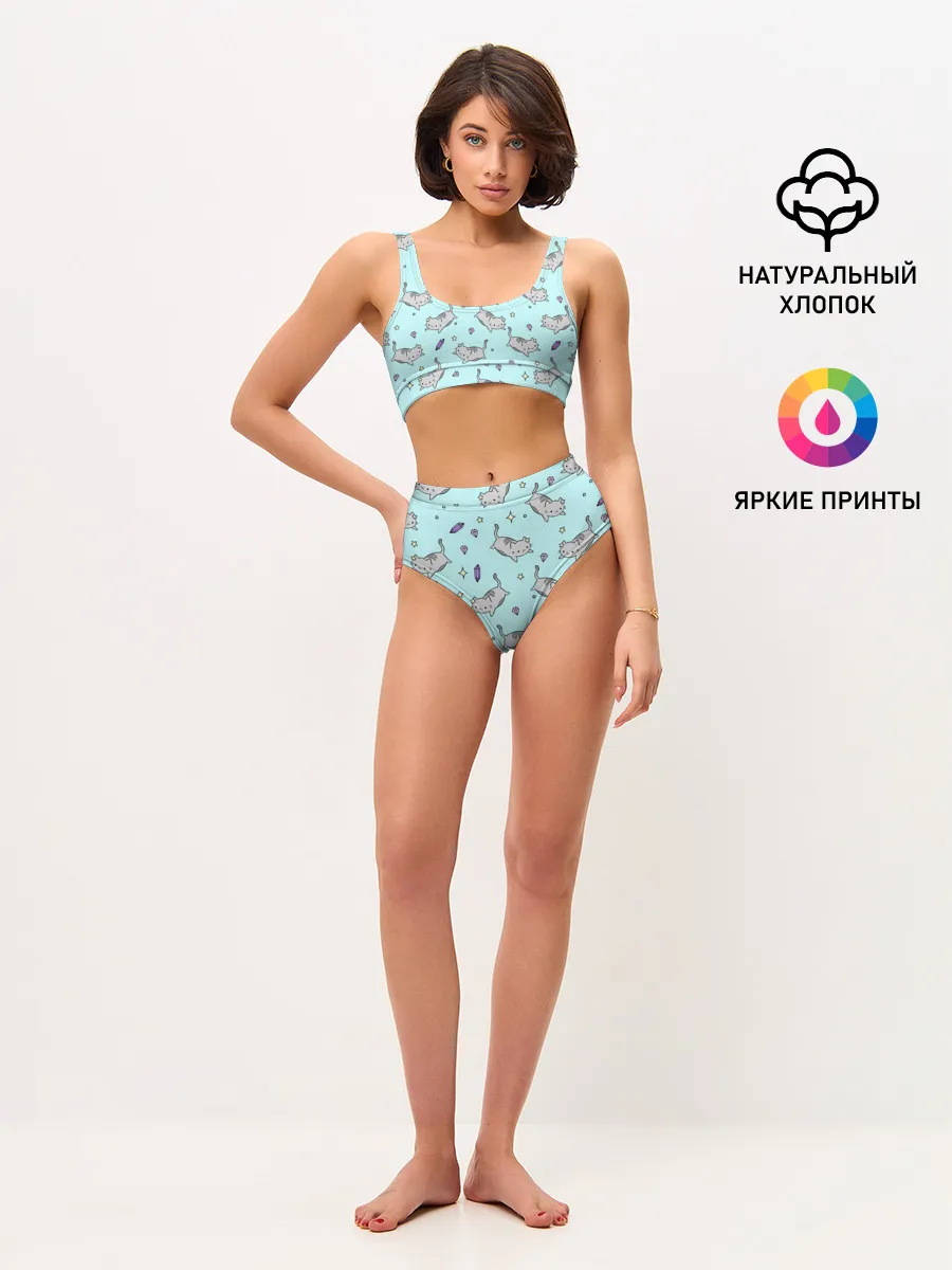 Женские топ и трусы / Кавайные котики