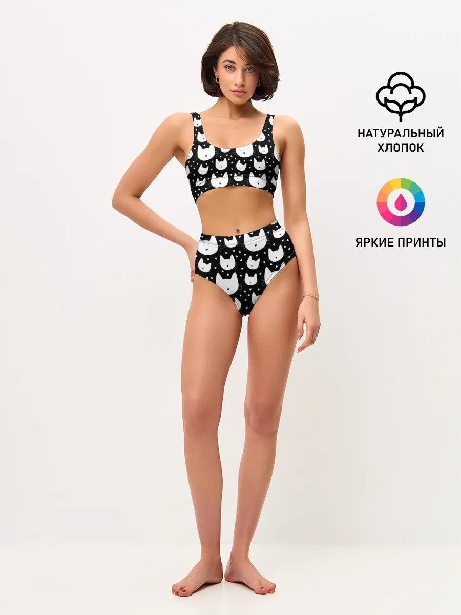 Женские топ и трусы / Love Cats Pattern