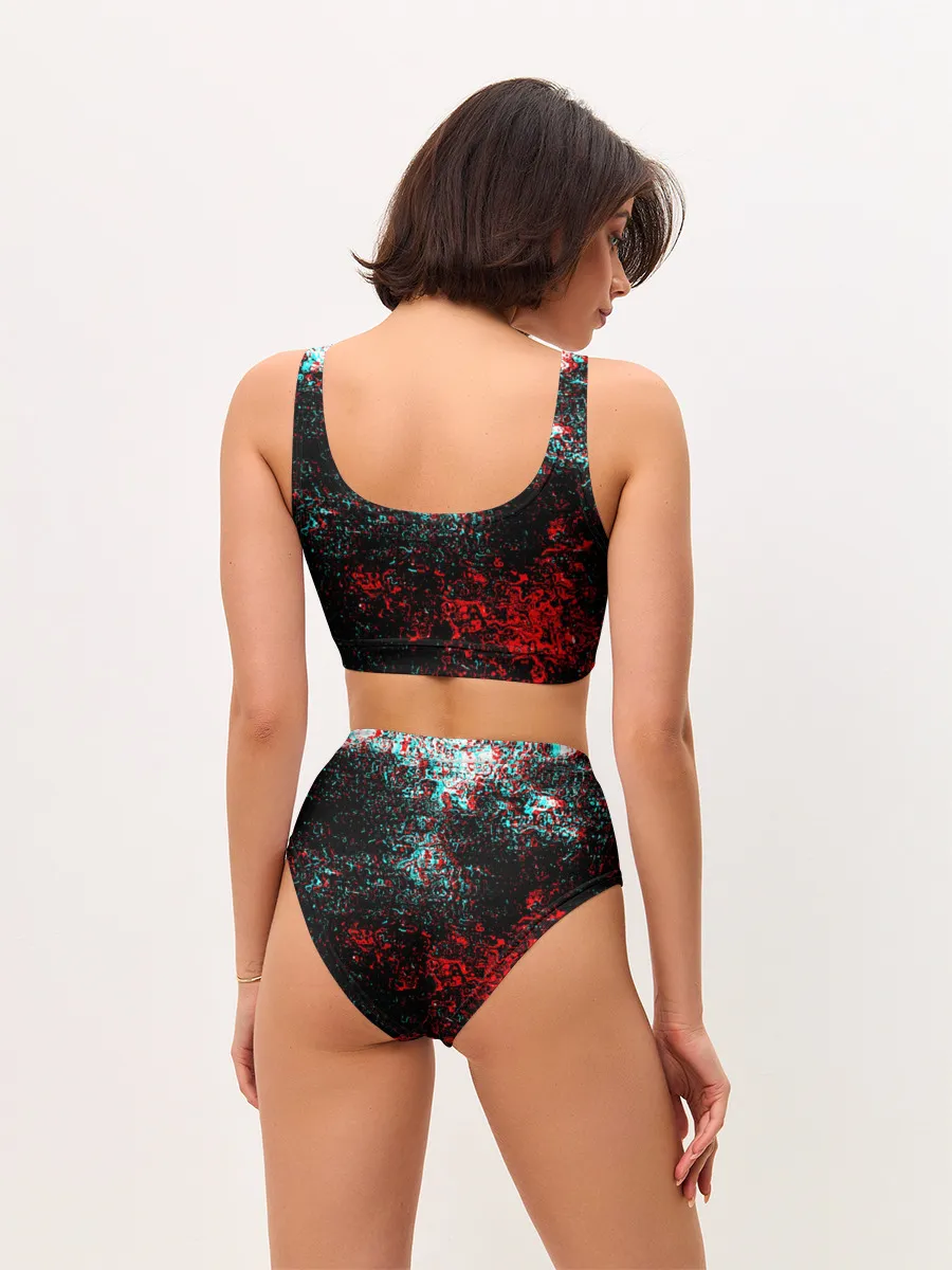 Женские топ и трусы / БРЫЗГИ КРАСОК GLITCH