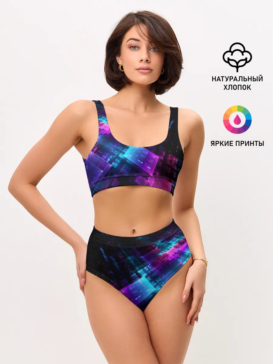 Женские топ и трусы / Неоновая абстракция