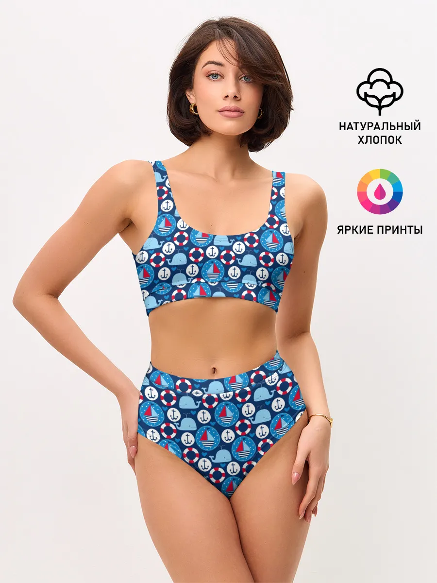 Женские топ и трусы / Киты и яхты