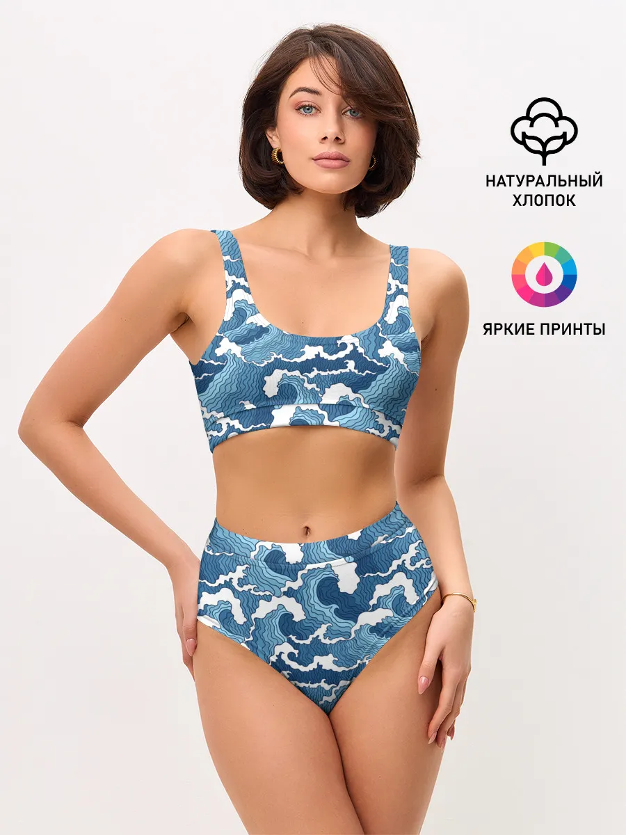 Женские топ и трусы / Морские волны
