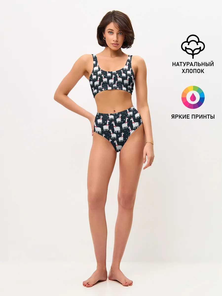 Женские топ и трусы / Новогодние ламы