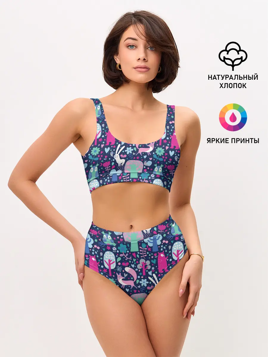 Женские топ и трусы / Лесные животные