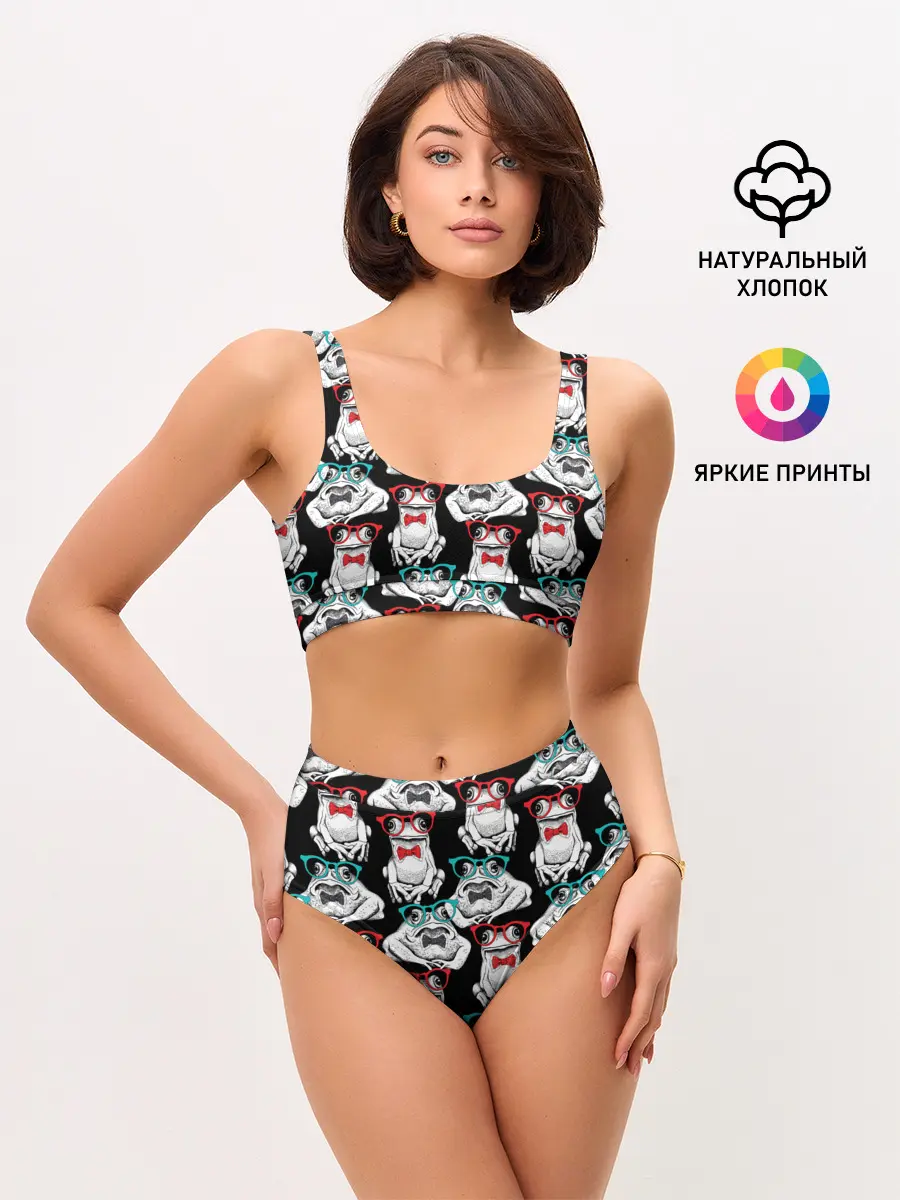 Женские топ и трусы / Лягушки в очках