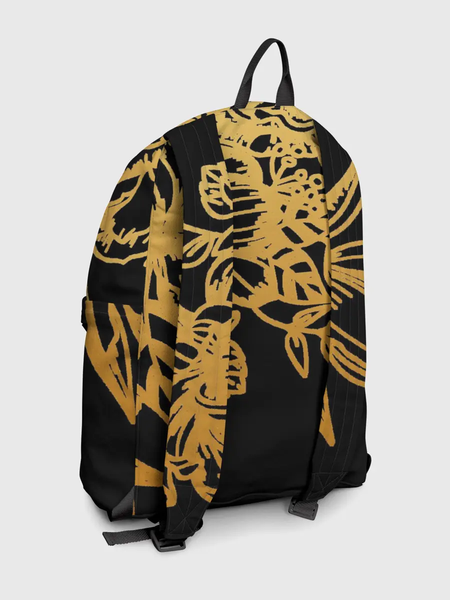 Рюкзак джинсовый / Золотые цветы на белом