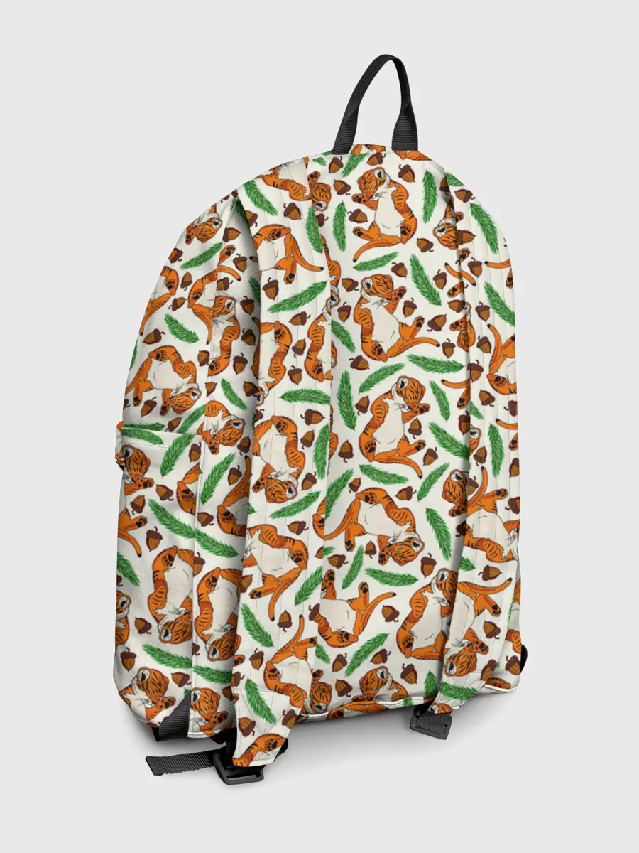 Рюкзак джинсовый / Тигрята, еловые ветки и желуди
