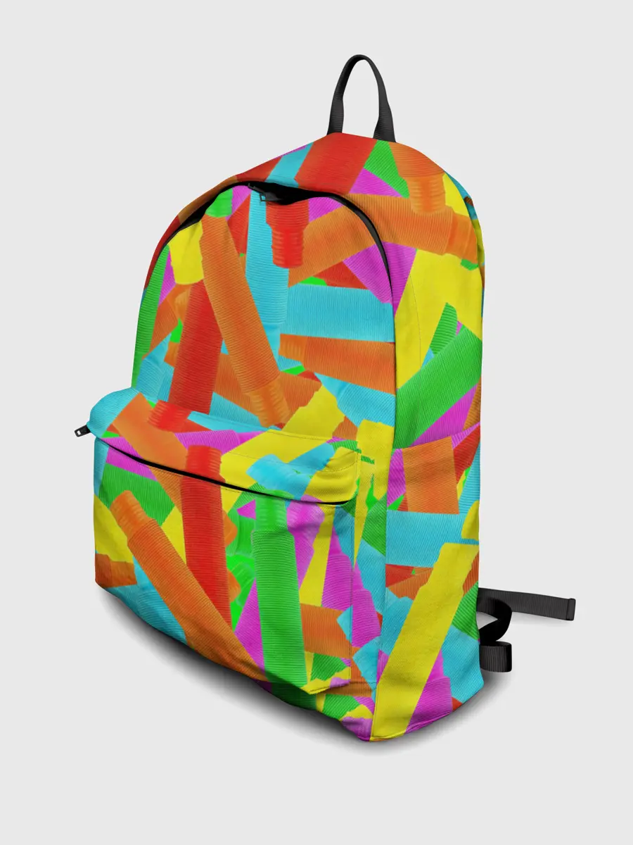 Рюкзак джинсовый / Фон Цветные трубки Pop Tubes, Поп тубус