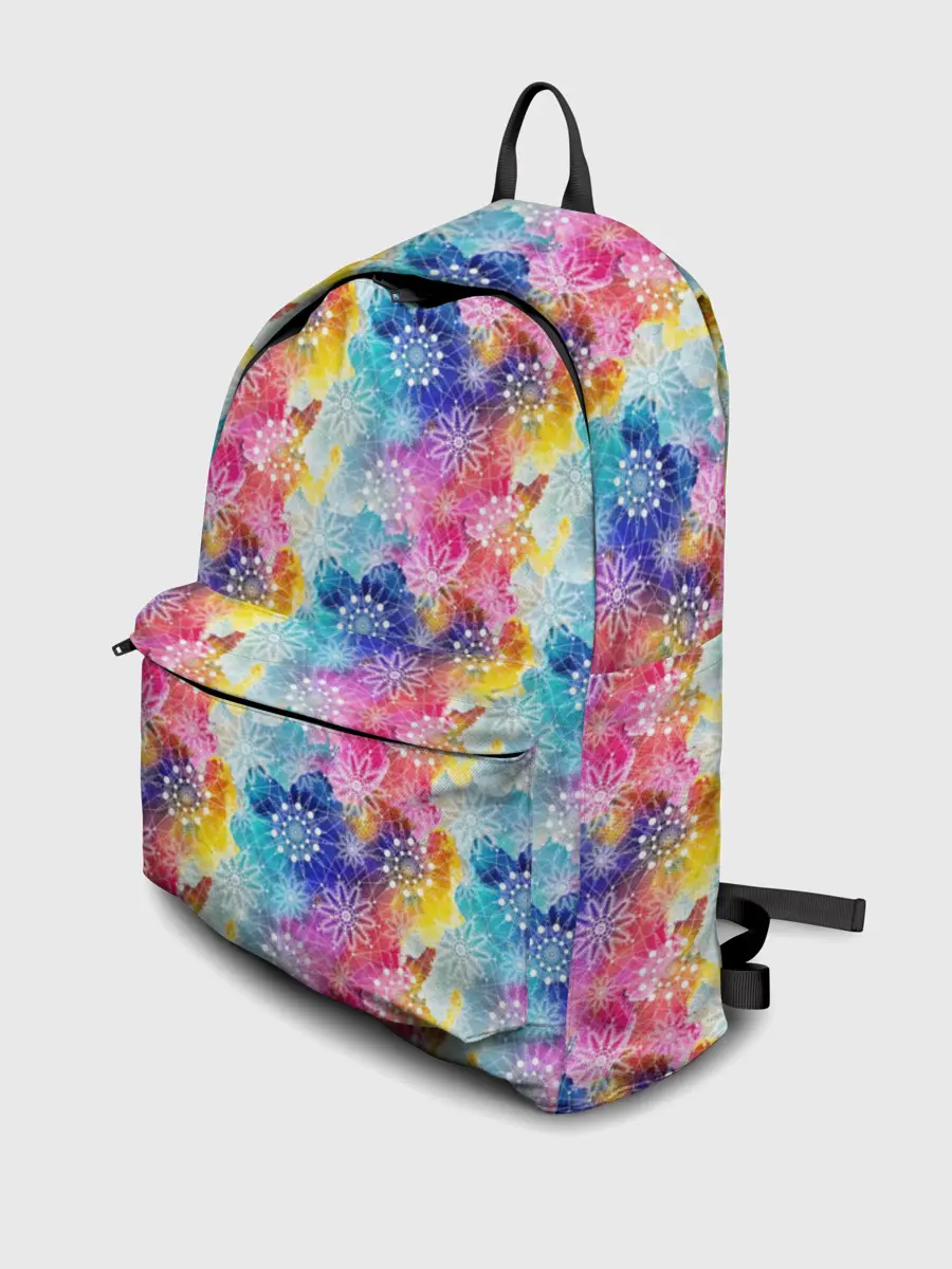 Рюкзак джинсовый / Радужные Снежные Узоры