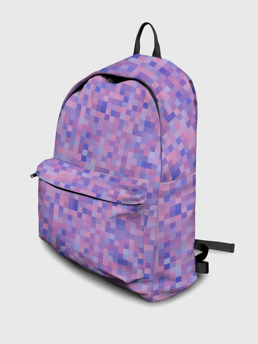 Рюкзак джинсовый / Сиреневая пиксельная абстракция