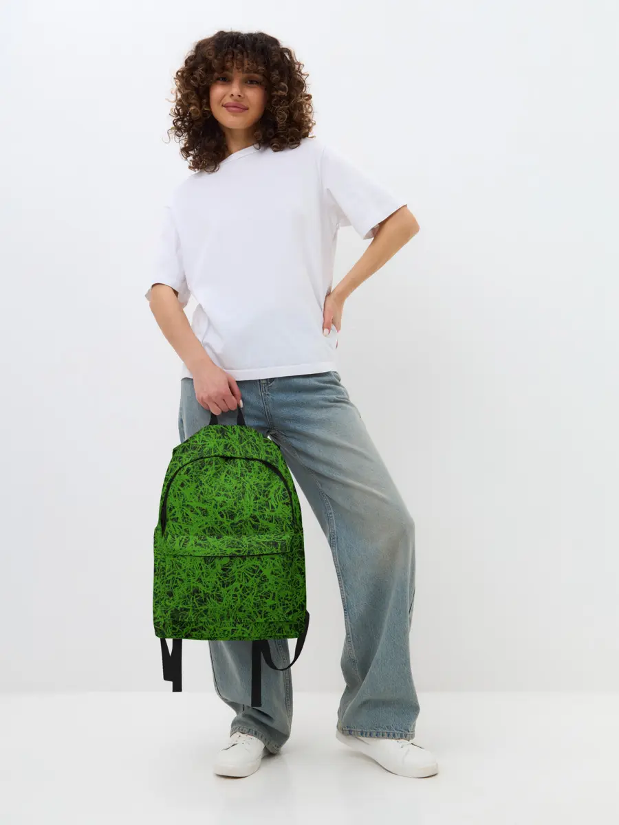 Рюкзак джинсовый / зелёный паттерн