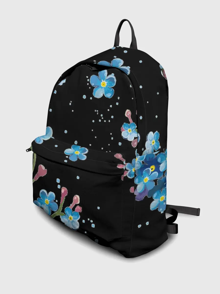 Рюкзак джинсовый / Букет голубых цветов