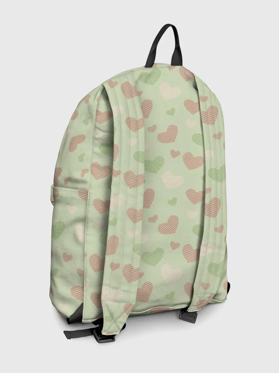 Рюкзак джинсовый / Сердечки на светло зеленом фоне