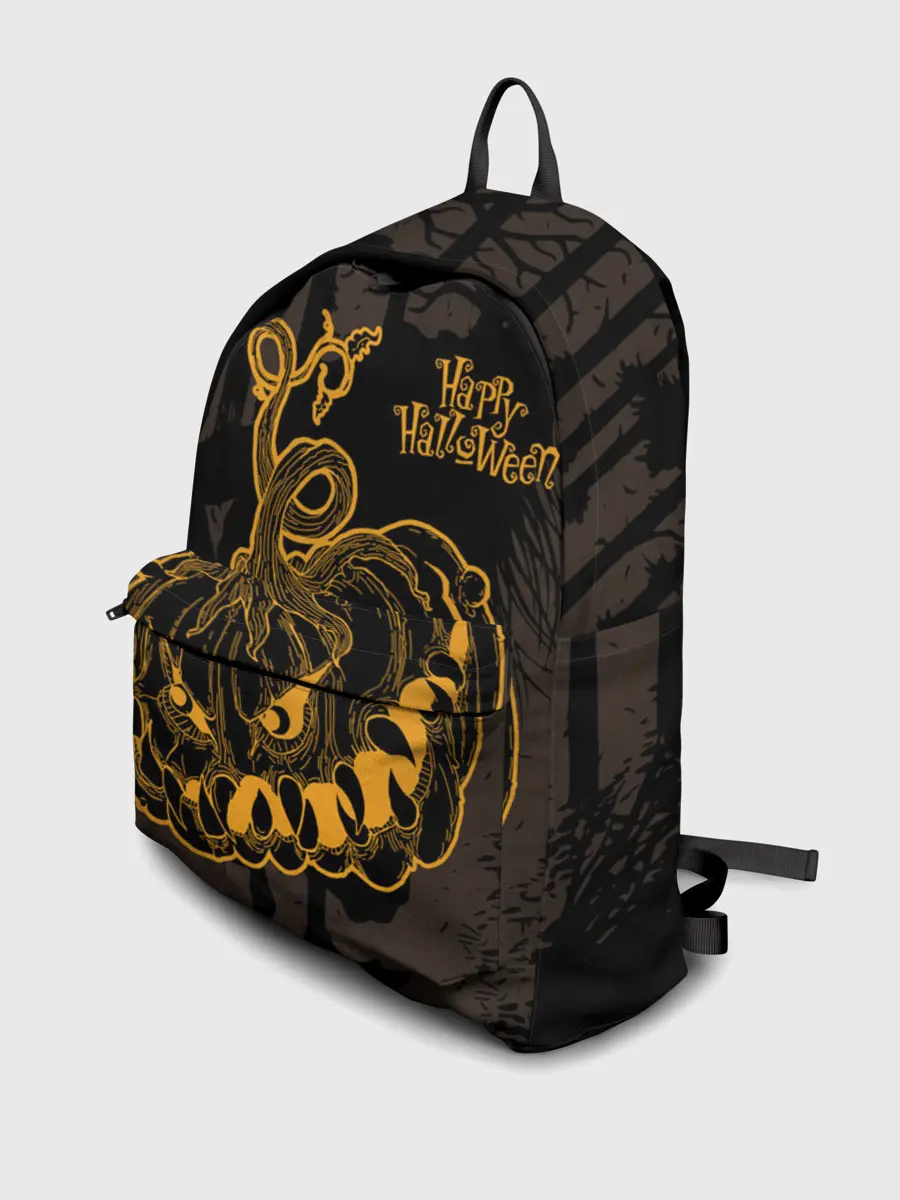 Рюкзак джинсовый / Зубастая тыква на Хэллоуин