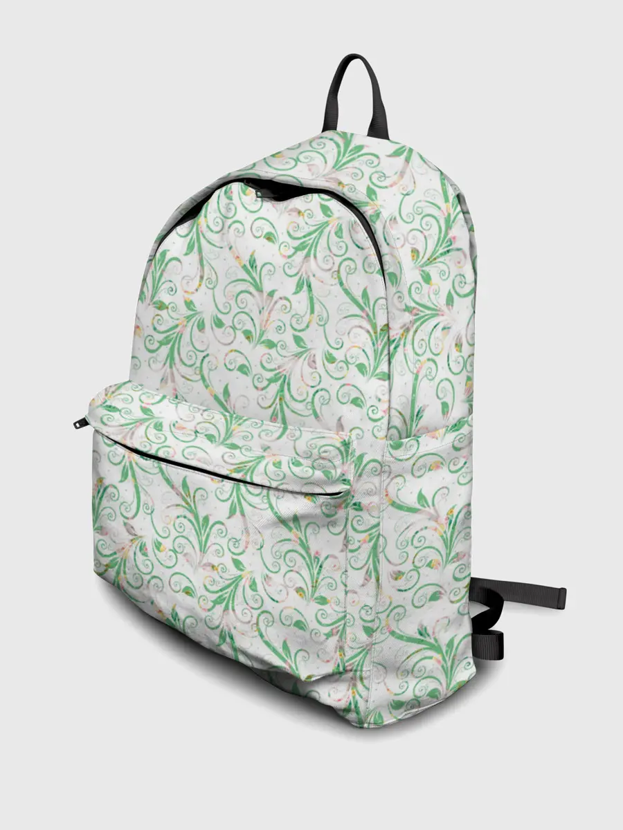 Рюкзак джинсовый / Весенние узоры из листьев