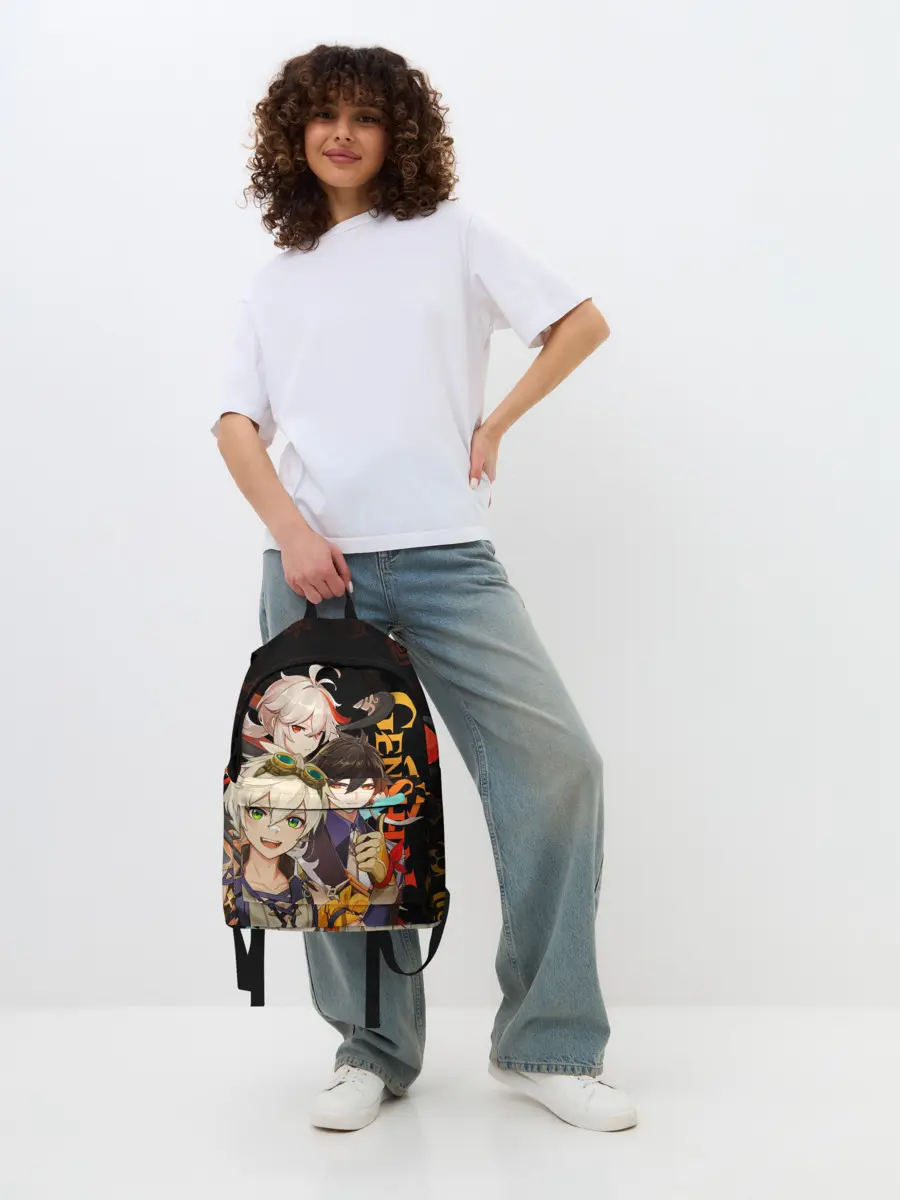 Рюкзак джинсовый / Genshin Impact: Беннет, Чжун Ли, Кадзуха