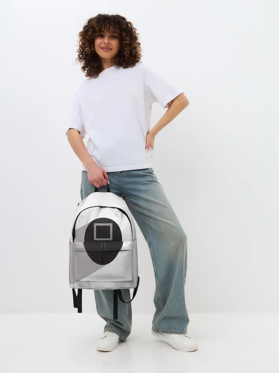 Рюкзак джинсовый / ИГРА В КАЛЬМАРА КВАДРАТ | SQUID GAME