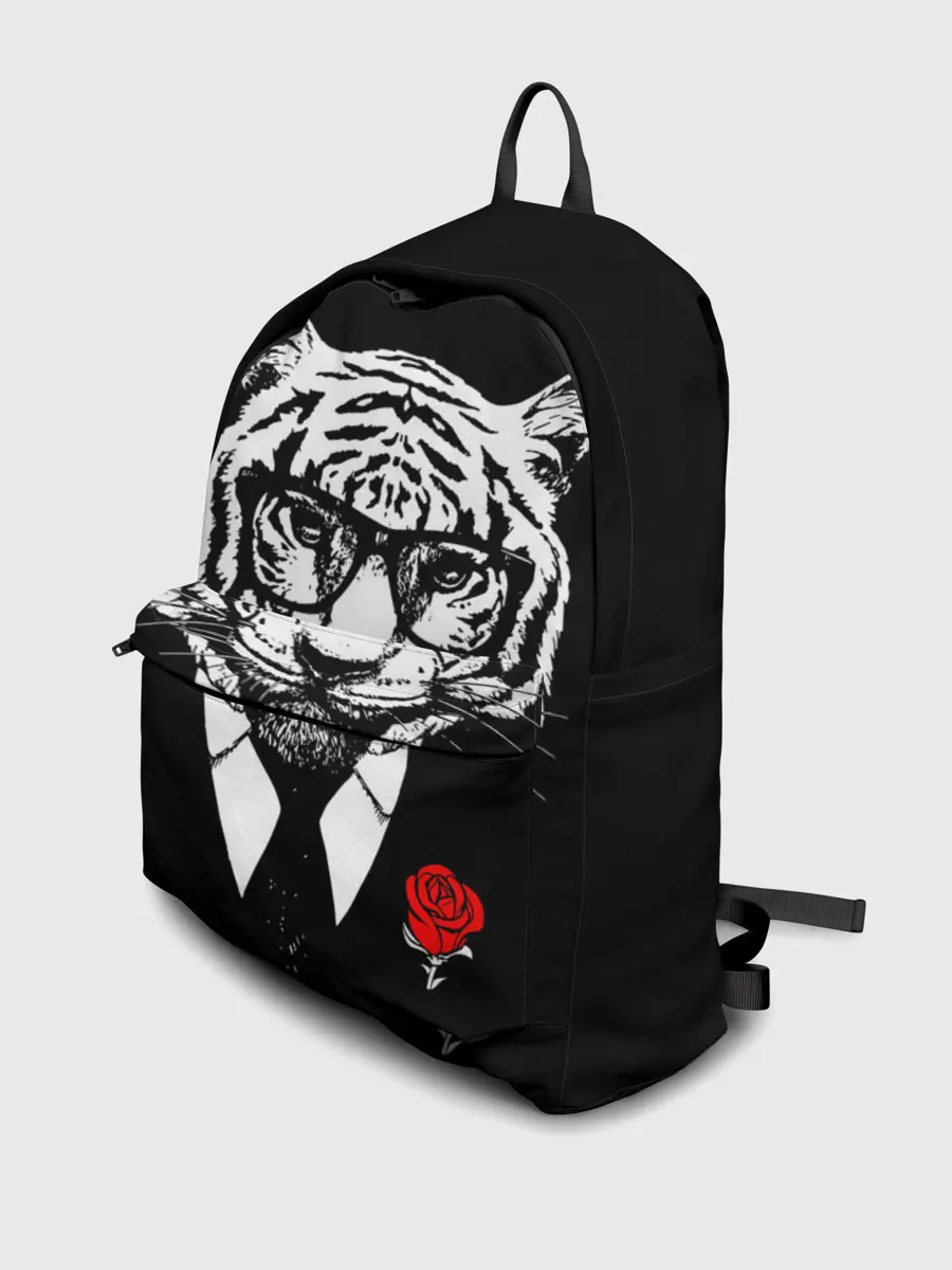 Рюкзак джинсовый / Тигр с красной розой
