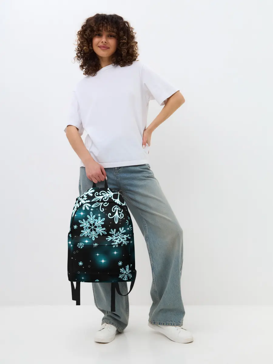 Рюкзак джинсовый / Космические снежинки