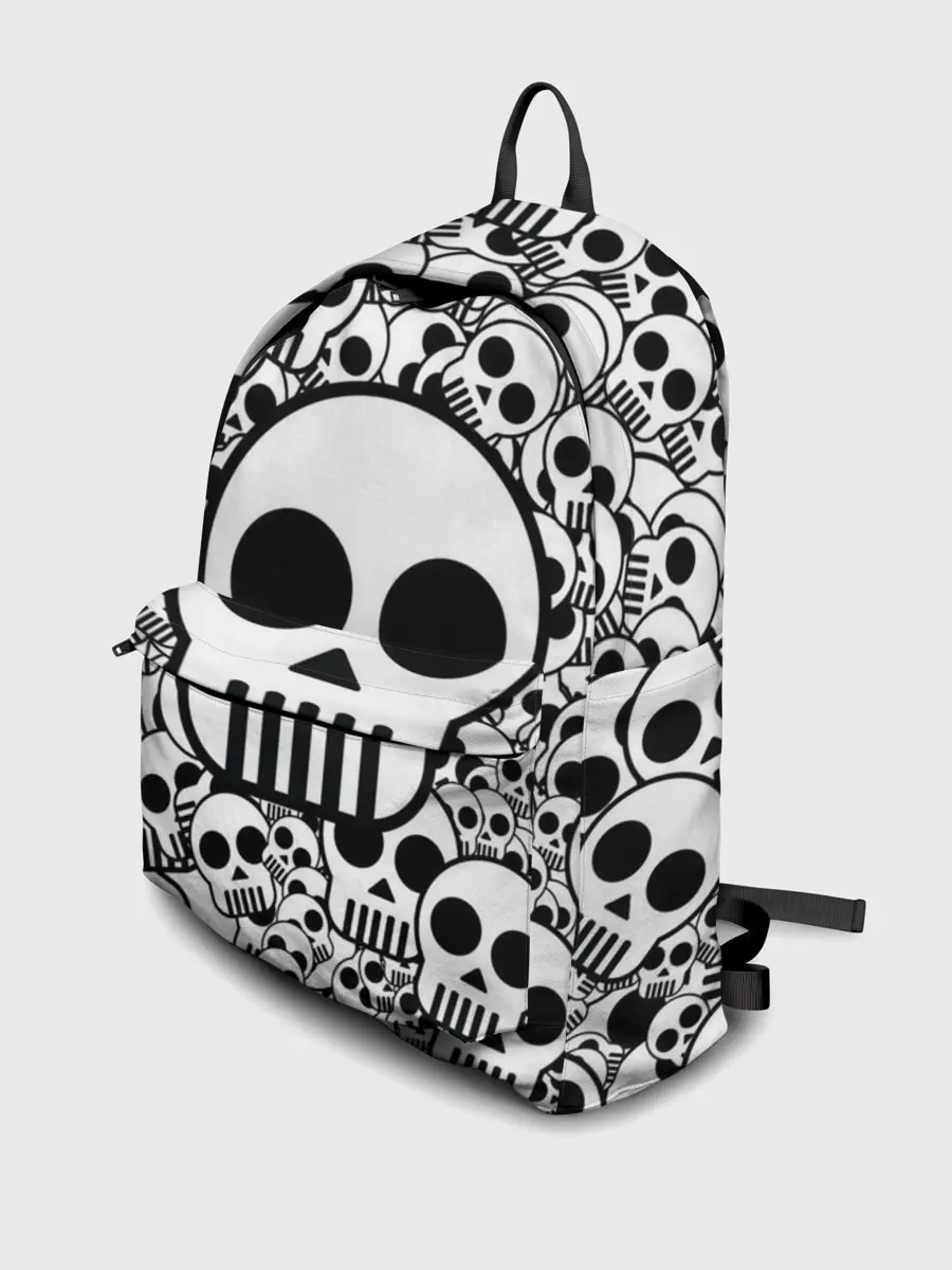 Рюкзак джинсовый / черепа чб