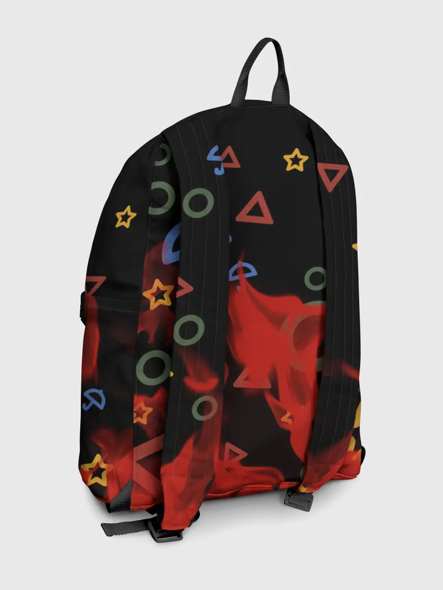 Рюкзак джинсовый / Игра в кальмара пламя.