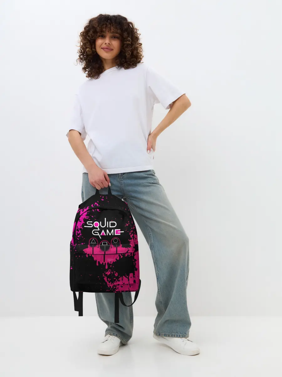 Рюкзак джинсовый / Squid Game брызги красок стража.