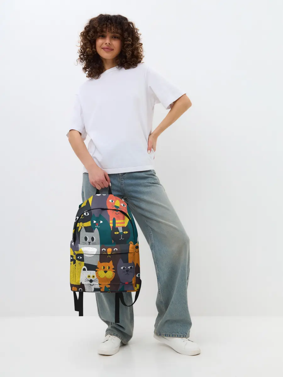 Рюкзак джинсовый / крутые коты