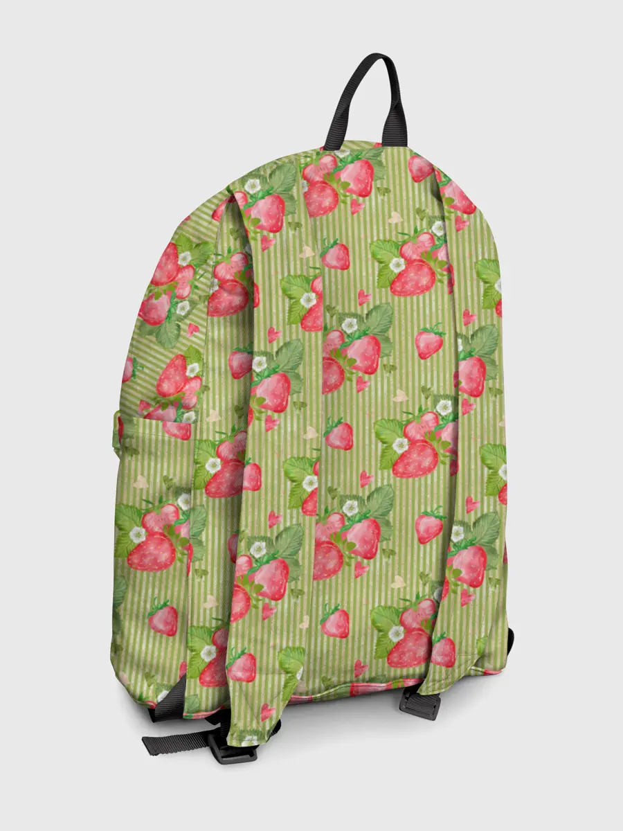 Рюкзак джинсовый / Клубничка паттерн