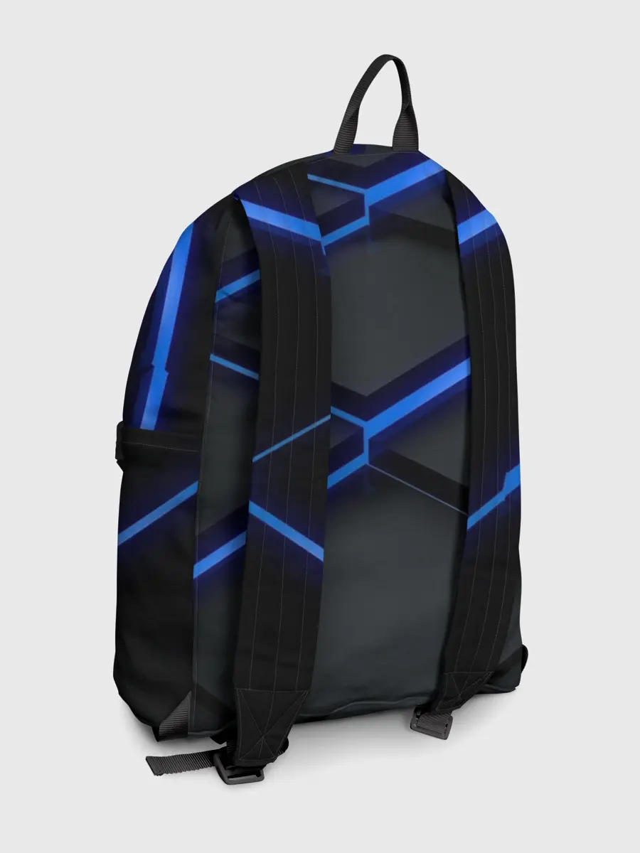 Рюкзак джинсовый / 3d неоновый черный принт плиты