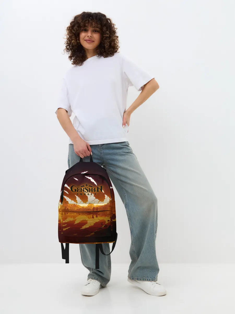 Рюкзак джинсовый / Genshin Impact - Закат над Ли Юэ