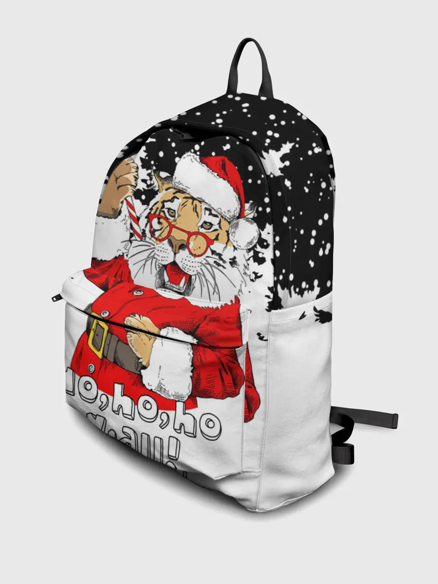 Рюкзак джинсовый / Тигр в шубе Санта Клауса