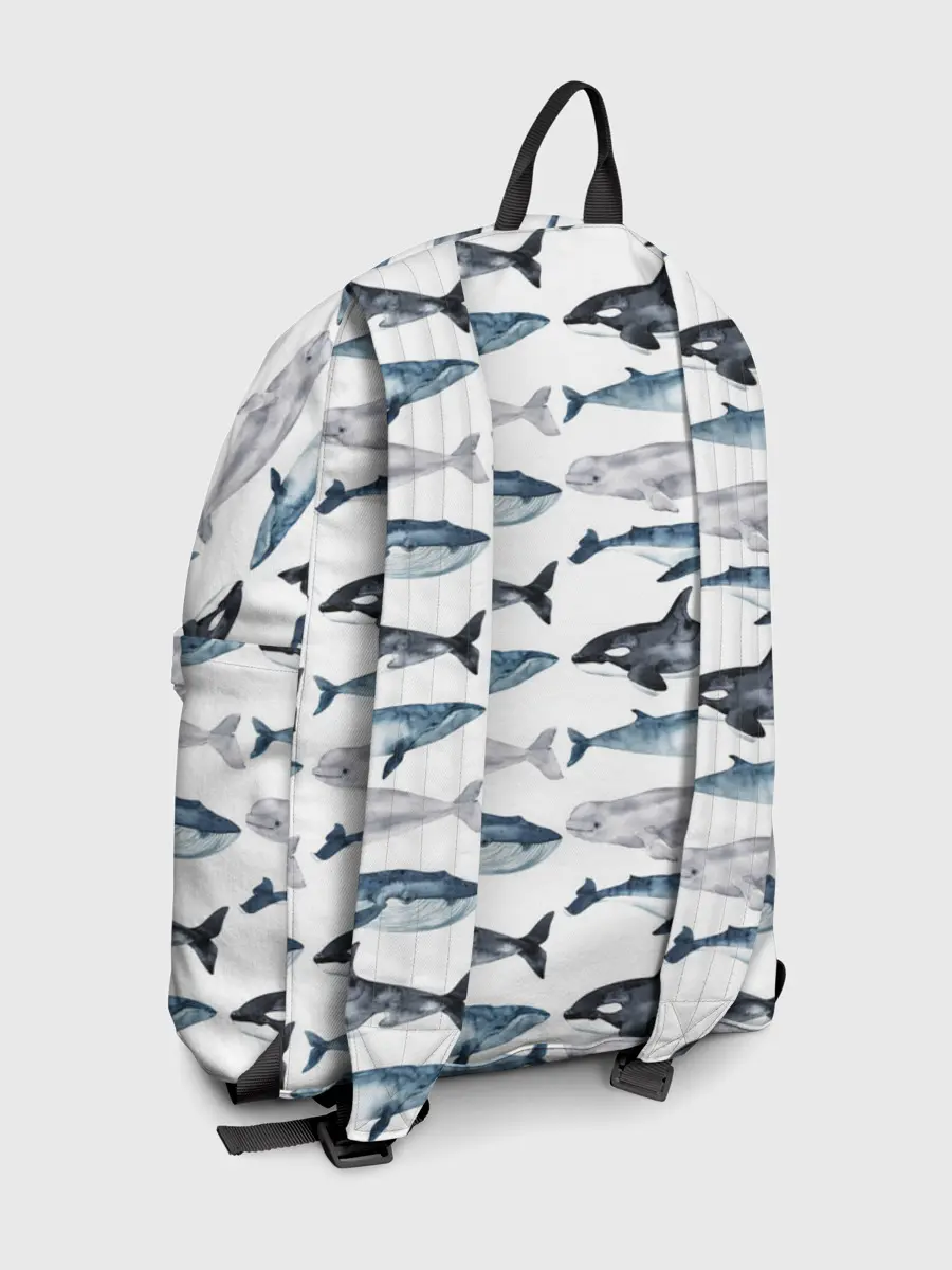 Рюкзак джинсовый / принт с китами