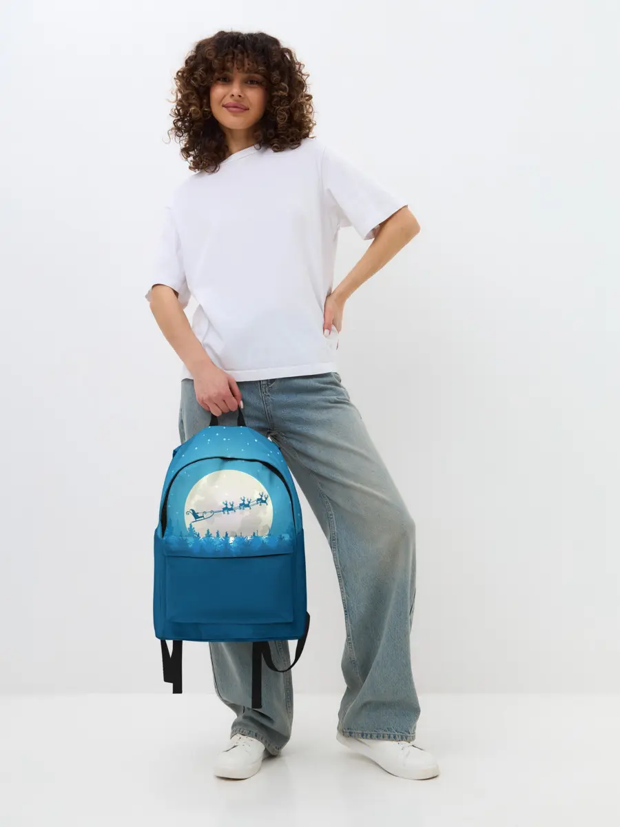 Рюкзак джинсовый / Санта с Оленями