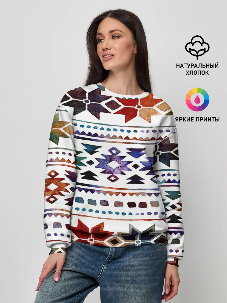 Женский свитшот / Снежинки акварель