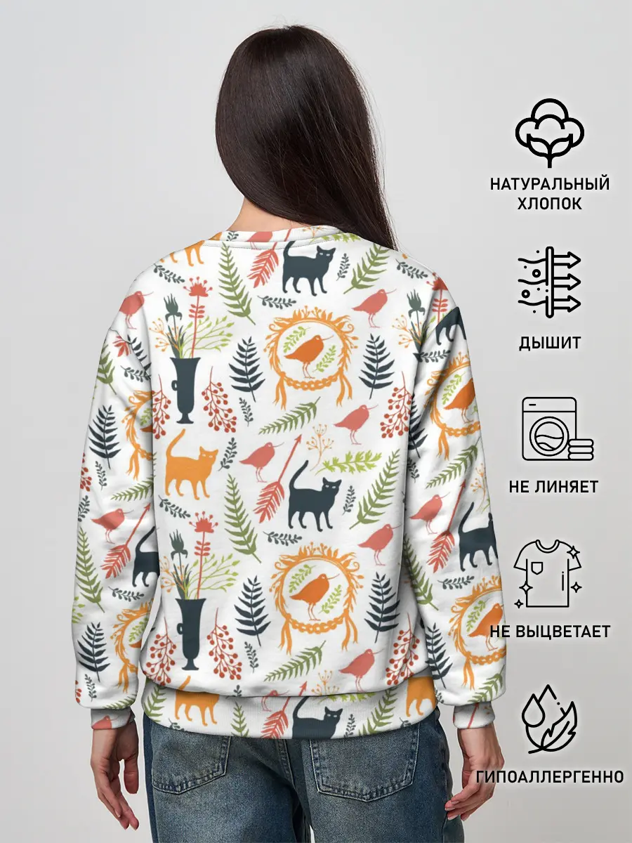 Женский свитшот / О кошках и птичках