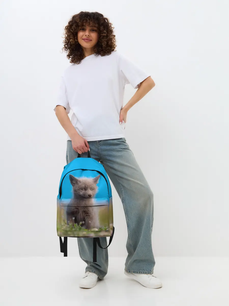 Рюкзак джинсовый / Смешной лисенок