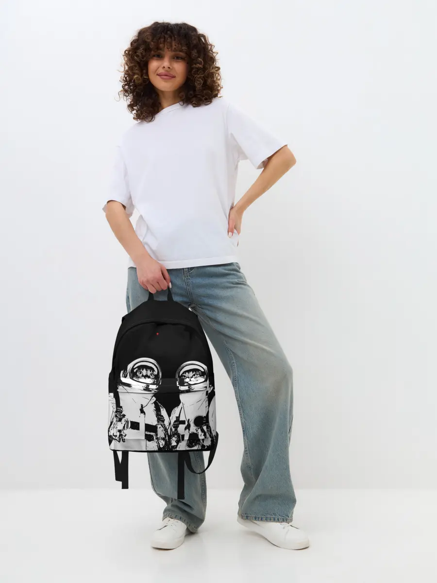 Рюкзак джинсовый / Коты Космонавты