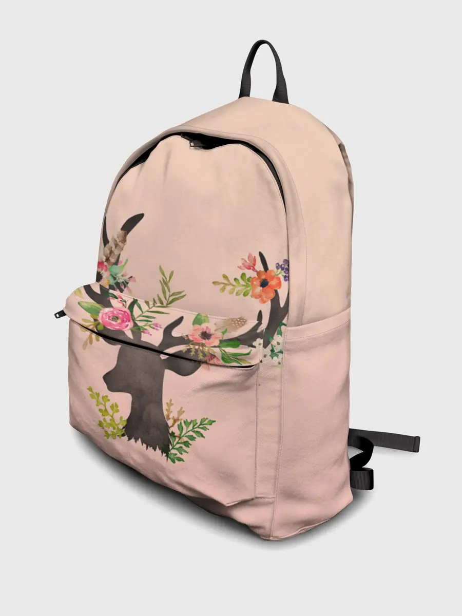 Рюкзак джинсовый / олень рога цветы