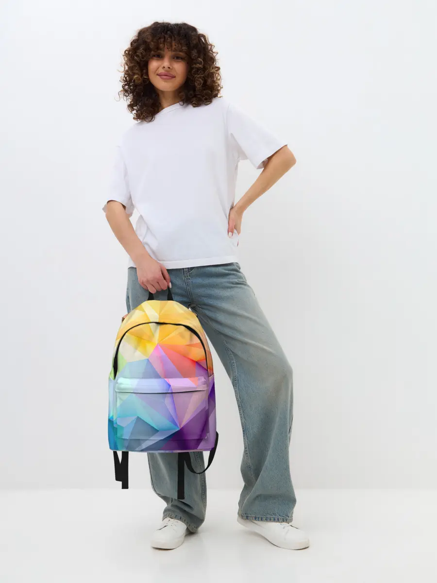 Рюкзак джинсовый / Радужная геометрия