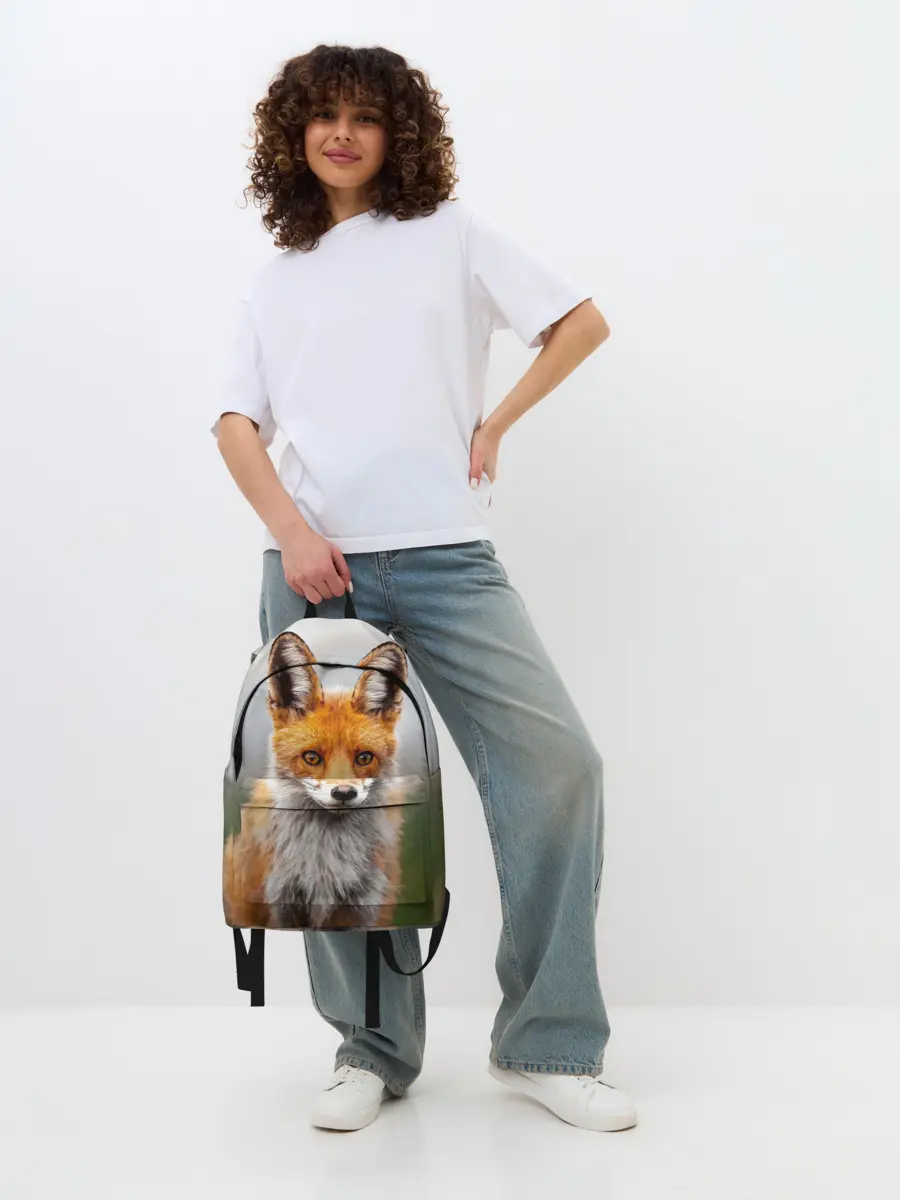 Рюкзак джинсовый / рыжая лисица
