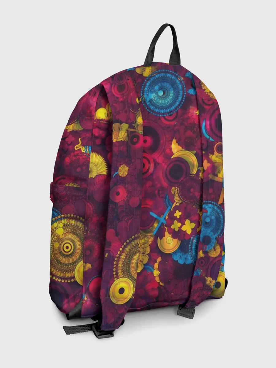 Рюкзак джинсовый / Цветы - шестеренки