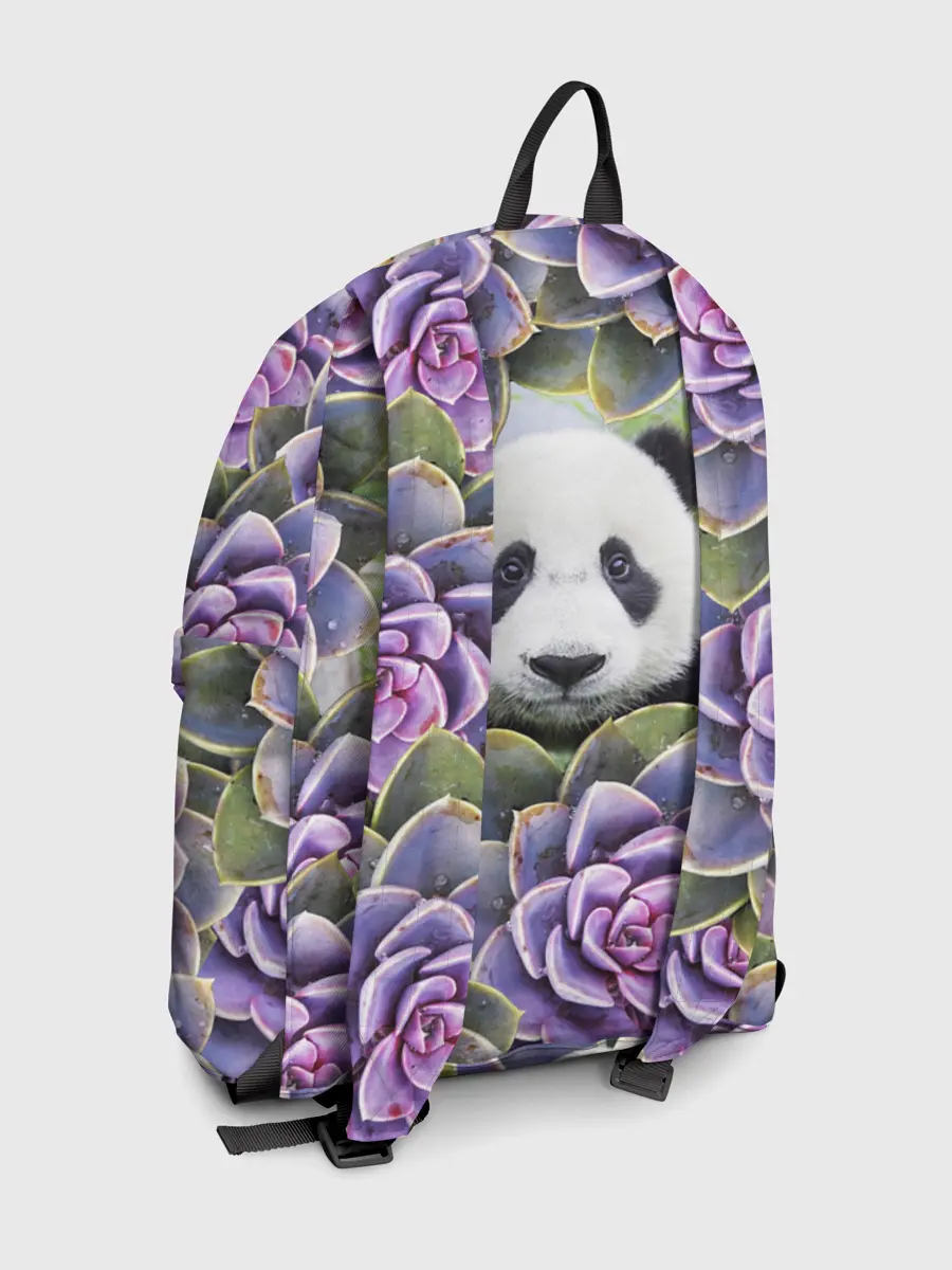 Рюкзак джинсовый / Панда среди цветов