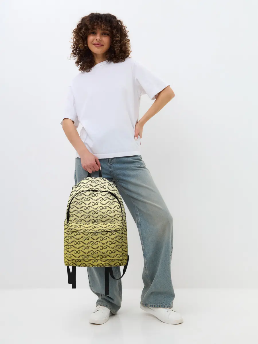 Рюкзак джинсовый / рисованный узор усы червячки