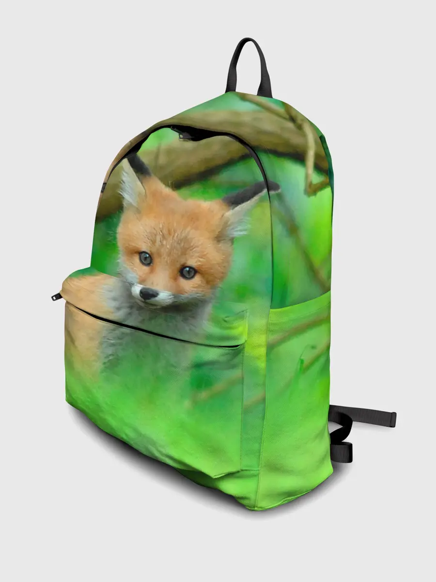 Рюкзак джинсовый / Лисенок в зеленом лесу