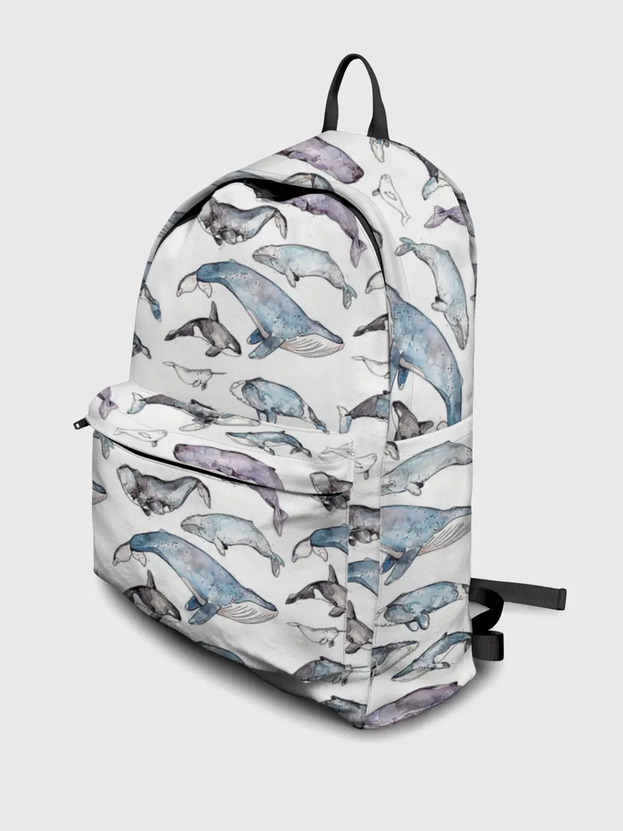 Рюкзак джинсовый / киты паттерн