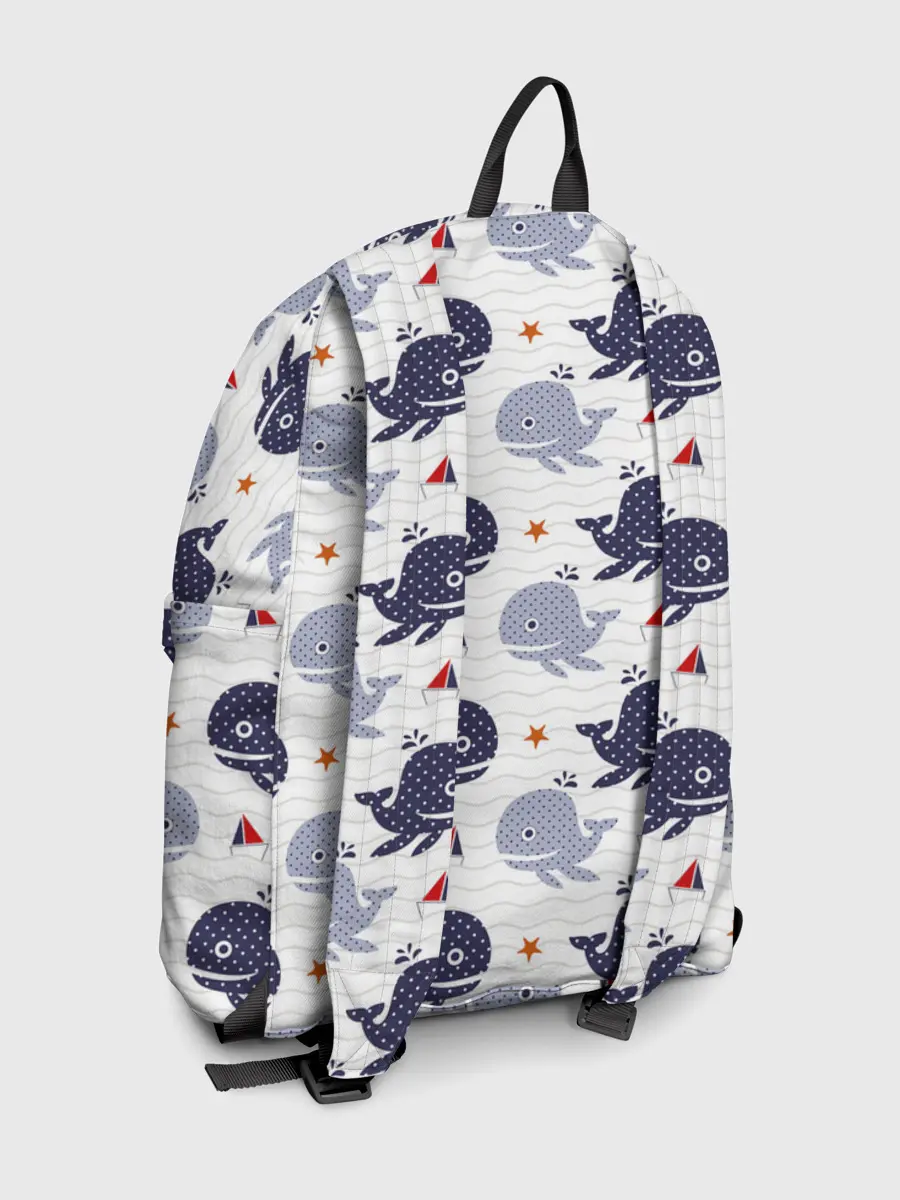 Рюкзак джинсовый / Киты и яхты