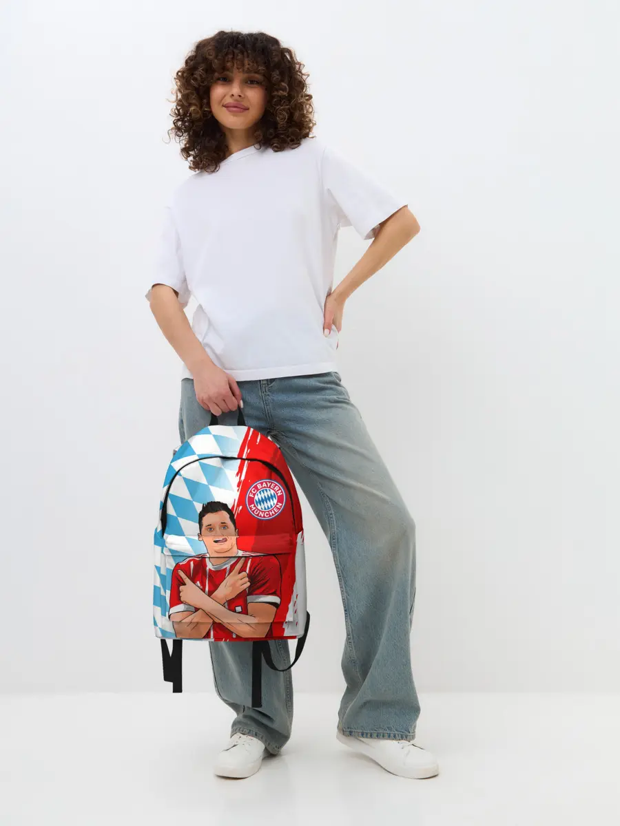 Рюкзак джинсовый / РОБЕРТ ЛЕВАНДОВСКИ / БАВАРИЯ