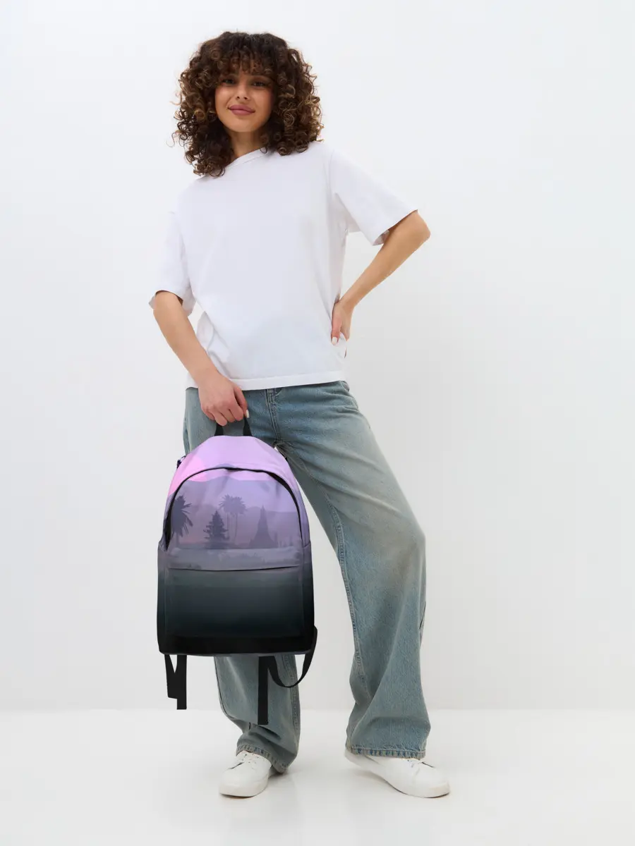 Рюкзак джинсовый / forest at sunset